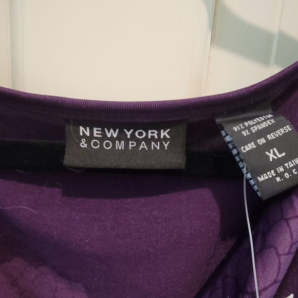 New York & Company Purple Floral Cowl Neck Blouse - Picture 5 of 5